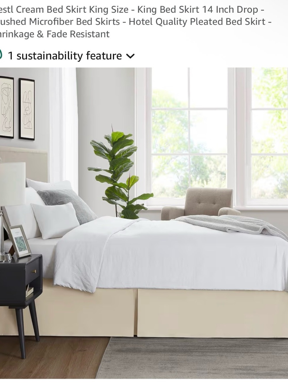Classic Cream King Bed Skirt - Tailored Pleat, 14-Inch Drop